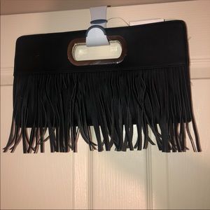 Black Fringe Clutch